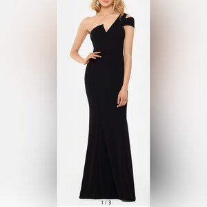 Betsy & Adam One-Shoulder Scuba Crepe Gown